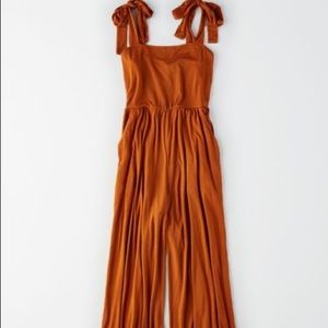 American Eagle Tie Jumpsuit in Rust